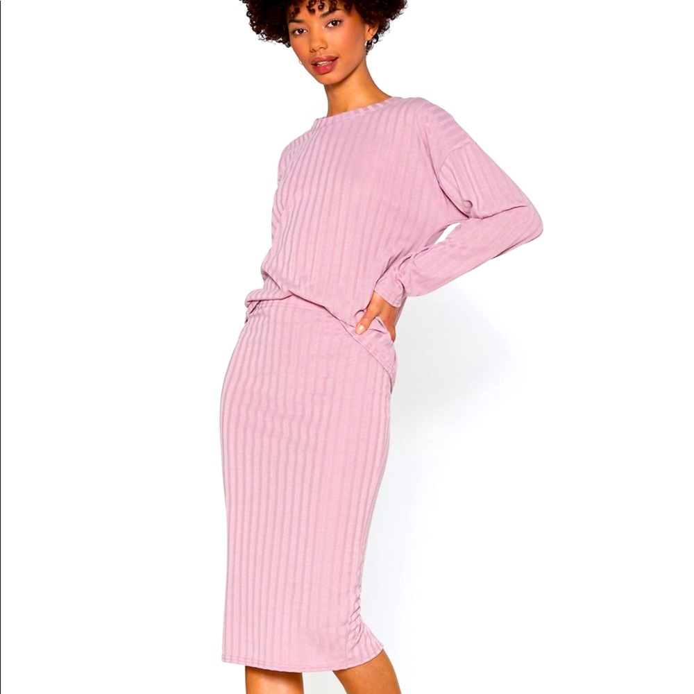 NASTY GAL Pink Sweater and Skirt Set